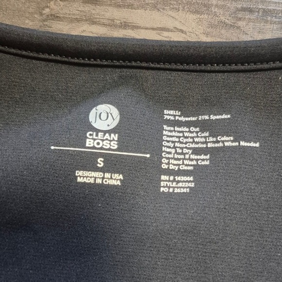 Joy‎ Clean Boss Top Women's Scoop Neck 3/4 Sleeve Gray Athleisure Tee Shirt - Picture 3 of 3